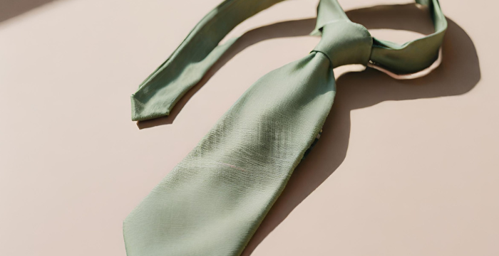 matching tie with green coat pant