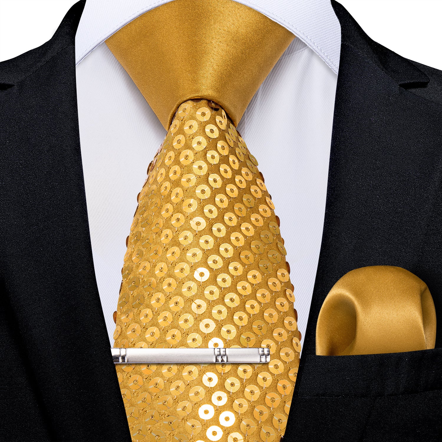 gold sequin tie