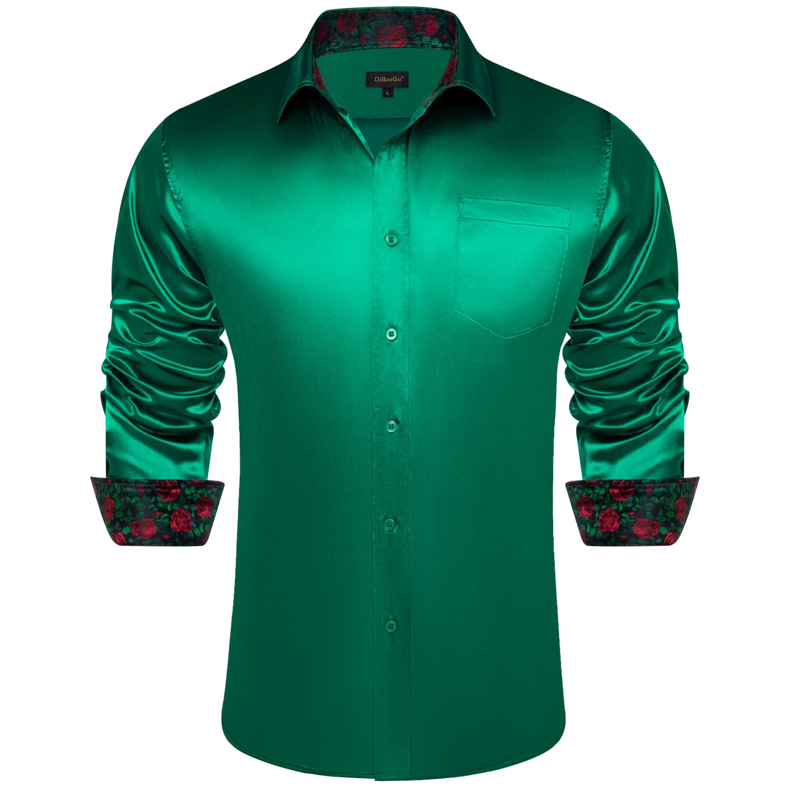 Dibangu Suit Shirt Green Splicing Solid Long Sleeve Mens Dress Shirt DiBanGuStore Dibangu Suit Shirt Green Splicing Solid Long Sleeve Mens Dress Shirt DiBanGuStore