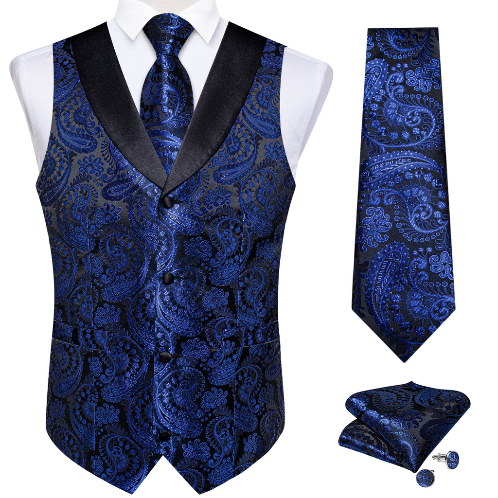 cobalt blue vest and tie