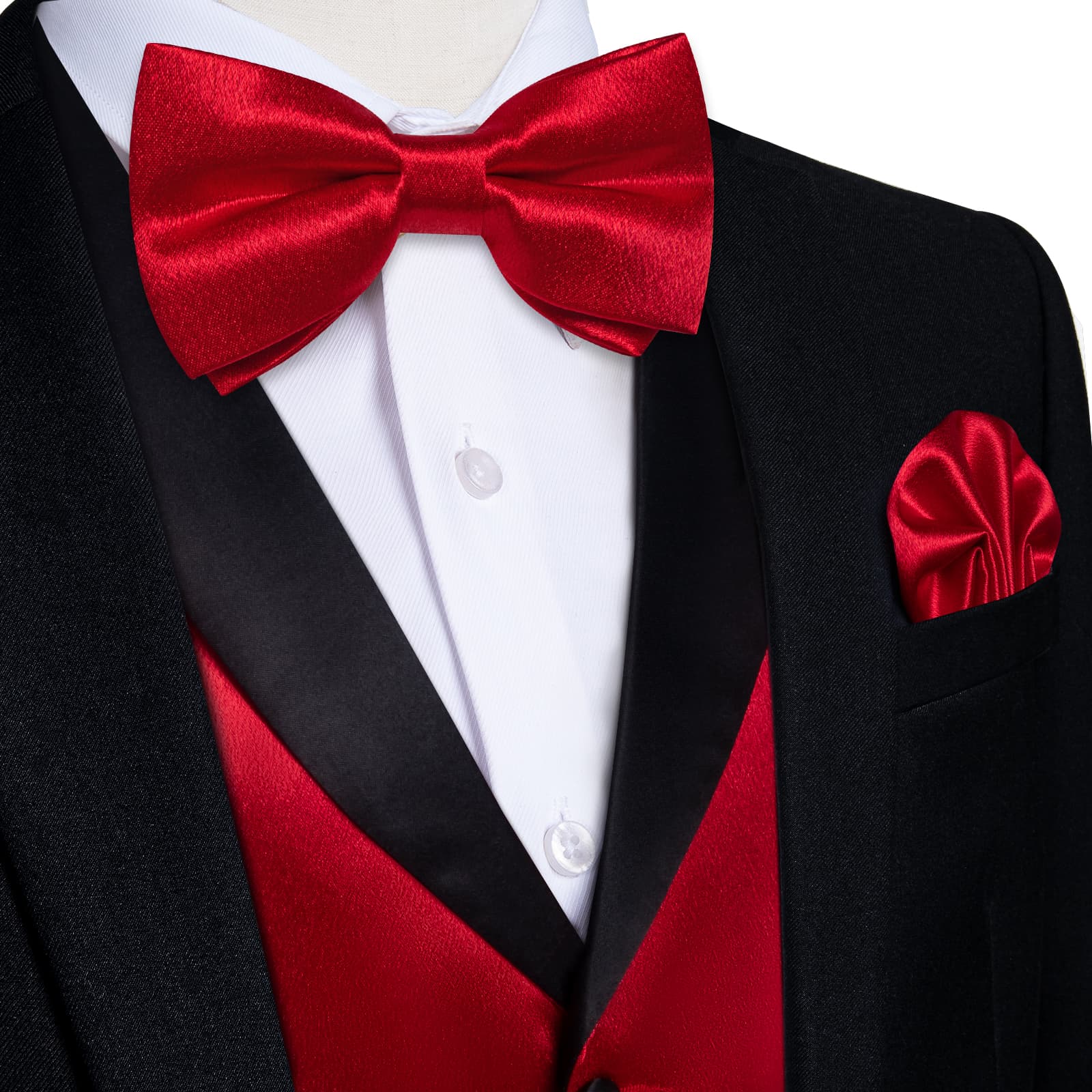 DiBanGu Tuxedo Vest Ruddy Red Solid Silk Mens Dress Vest and Bow Tie Set, M DiBanGu Tuxedo Vest Ruddy Red Solid Silk Mens Dress Vest and Bow Tie Set, M