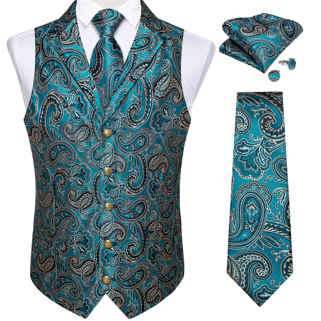Mannen Trouwjurk Vest Zijden Paisley Man Formele Pakken Party