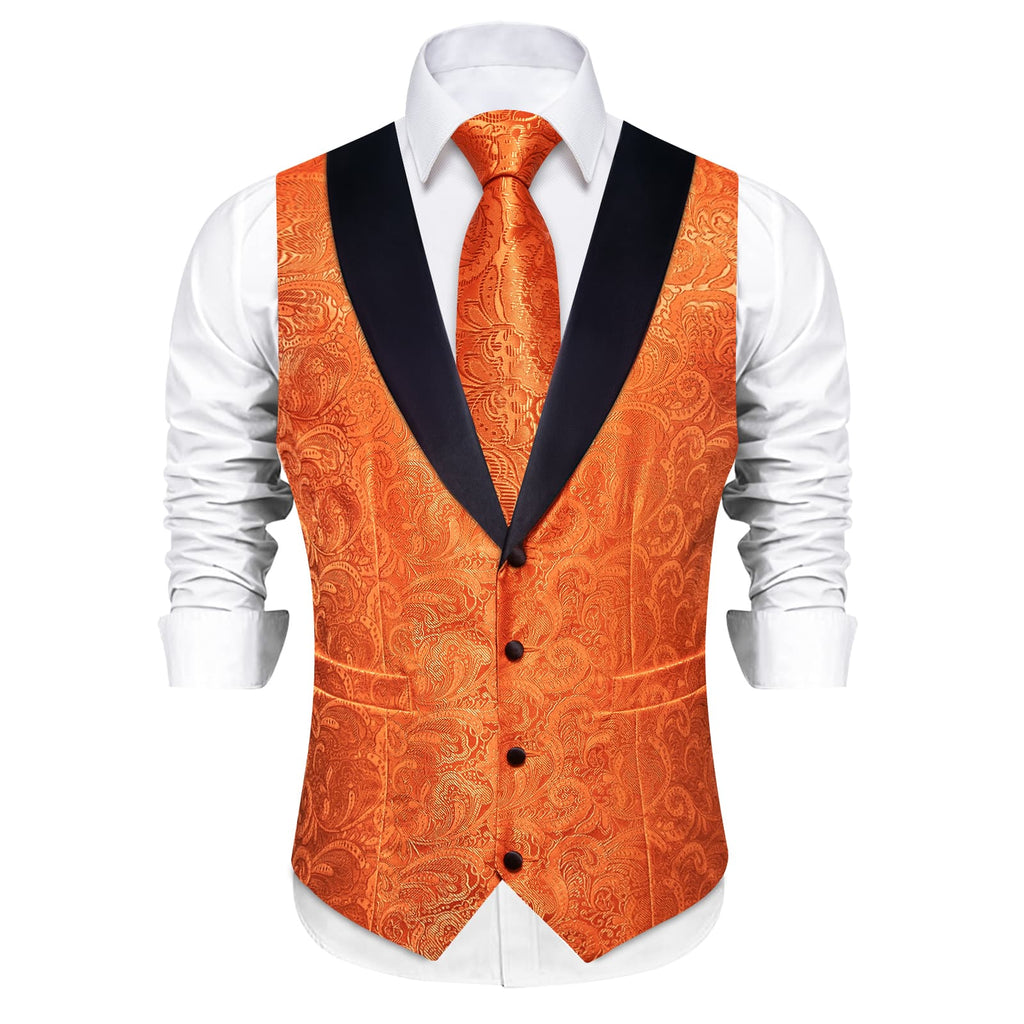 Men's Tangerine Orange Diamond Pattern 4-Piece Men's Vest Set Also available in Big and Tall Sizes main image 0