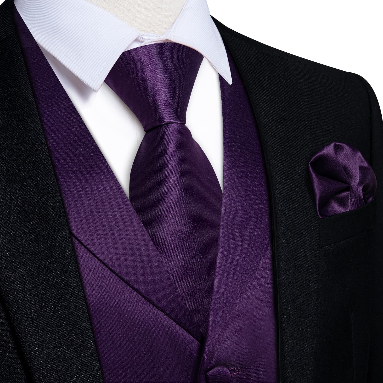purple dress shirt black vest Bespoke Black Men Suit with Violet Purple Vest,Cutom Made Men Wedding Suit Tailo