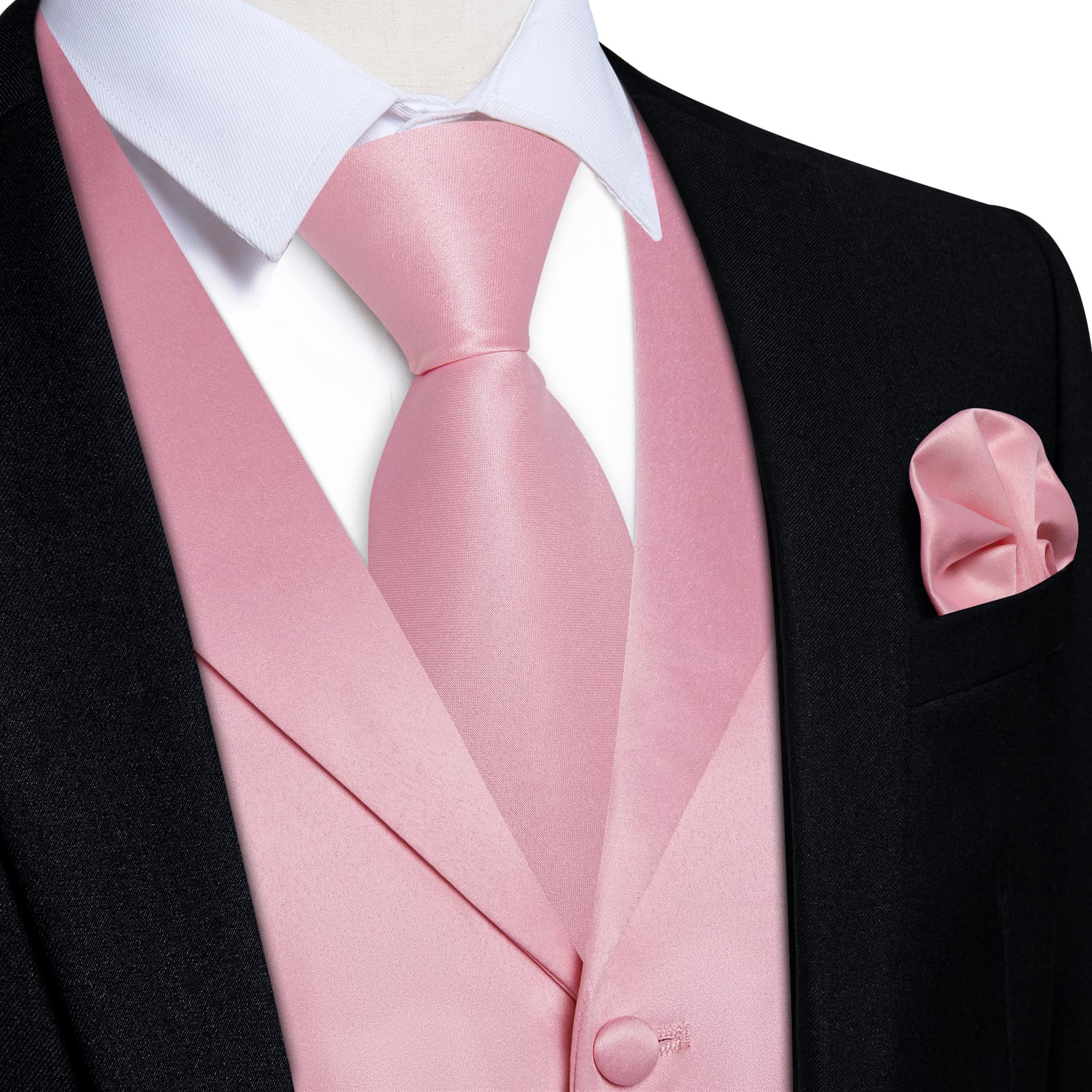 pink dress shirt black vest Street Style!