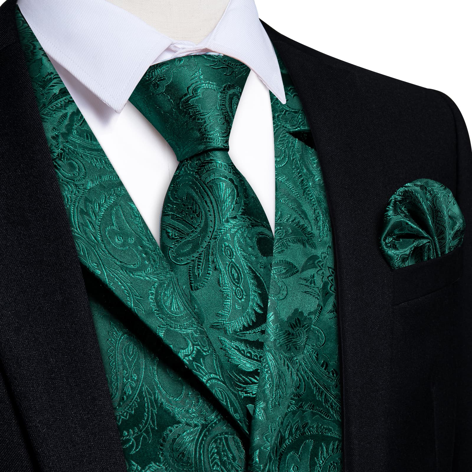 Green Vest And Tie Sets For Men DiBanGu Mens Wedding Paisley Suit
