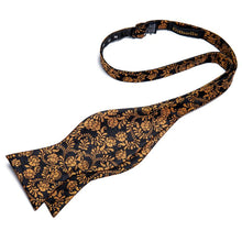 Black gold floral bow tie for mens