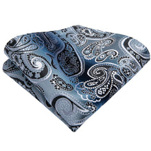Luxury Shining Blue Paisley Tie Handkerchief Cufflinks Set (586689216554)