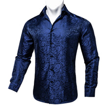 berry blue paisley silk dress suit shirt for men
