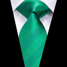 forest green ties Striped  Men's Tie Pocket Square Cufflinks Set