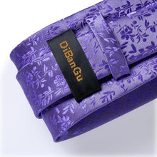 Lavender Purple  Floral Tie Pocket Square Cufflinks Set 