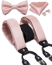geometric pink silk bowtie and mens suspenders for suit or shirt