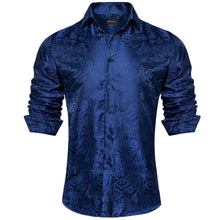 berry blue paisley silk dress suit shirt for men