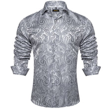 silver grey paisley mens suit dress shirt