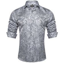 silver grey paisley mens suit dress shirt