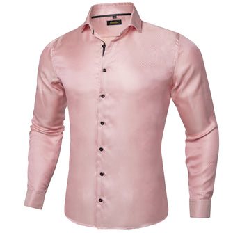 Rose pink solid mens silk shirt for mens suit