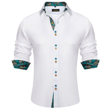 white solid teal green paisley silk shirt for men