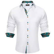 white solid teal green paisley silk shirt for men