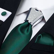 deep green mens silk business dress suit tie pocket square cufflinkls set with with necktie accesories