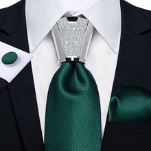 deep green mens silk business dress suit tie pocket square cufflinkls set with with necktie accesories 