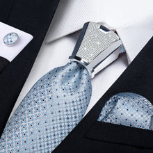 sky blue novelty geometric silk mens pocket square cufflinks set with accessory tie ring set