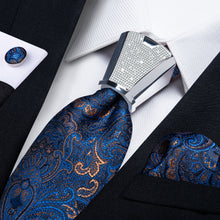 classic hot navy blue brown floral ties pocket square cufflinks set with tie accessory ring set for business wedding