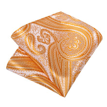 silk orange flower tie pocket square cufflinks set with mens tie ring for office shirt