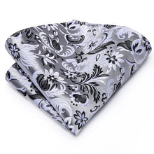 Awesome Grey Floral Tie Hanky Cufflinks Set