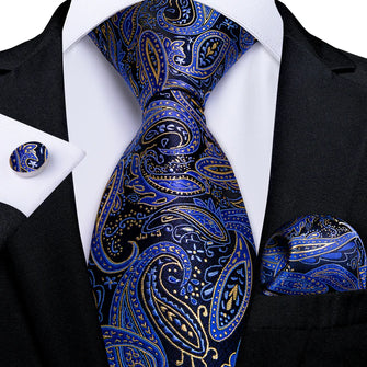 mens tie blue paisley