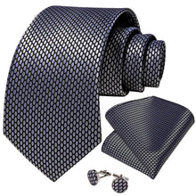 Shining Grey Geometric Tie Pocket Square Cufflinks Set