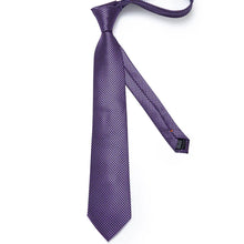 Shining Purple Geometric Tie Pocket Square Cufflinks Set