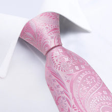 Pink Floral Tie Pocket Square Cufflinks Set