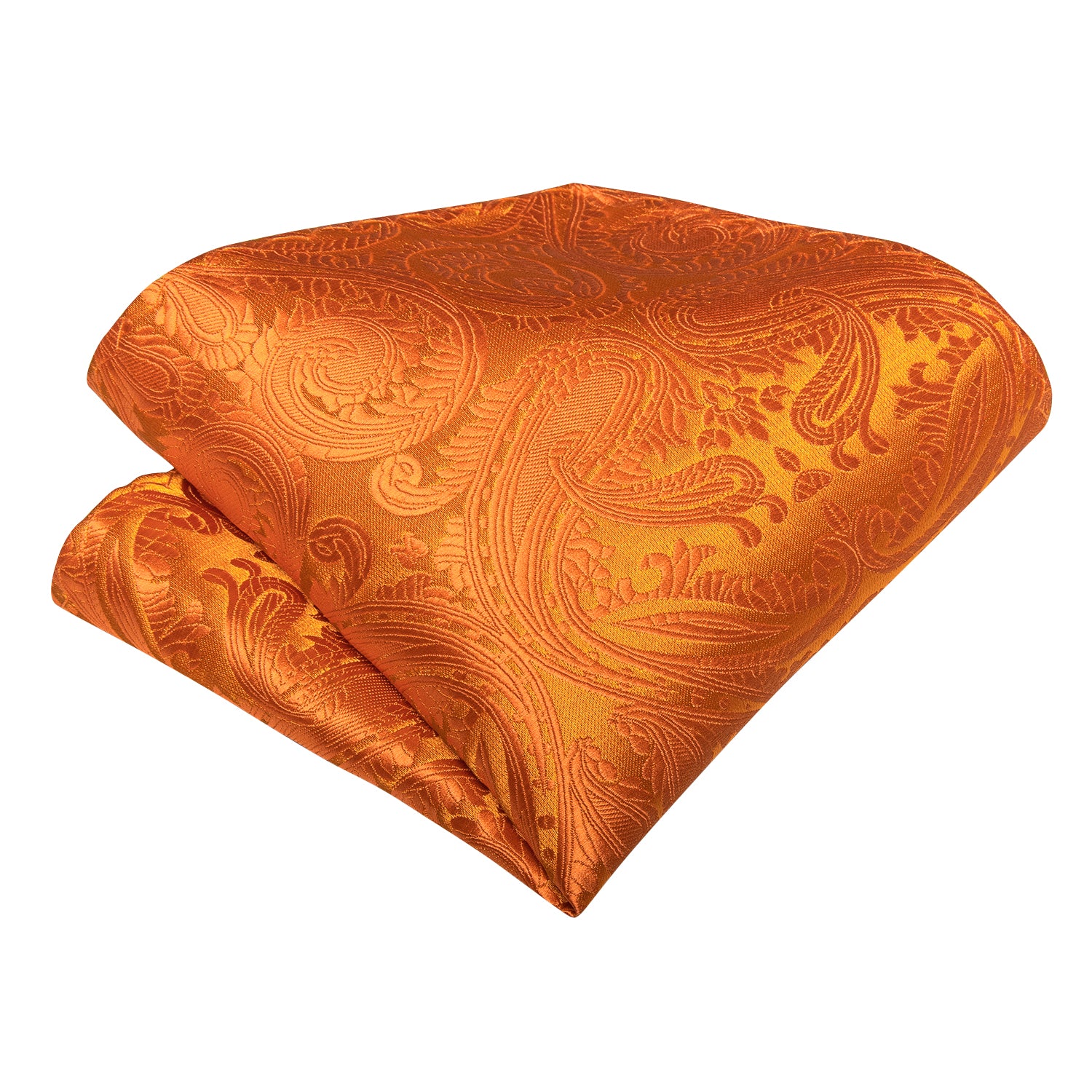 Orange Floral Silk Cravat Woven Ascot Tie Pocket Square Handkerchief Suit Set