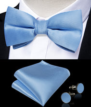 Light Blue Brace Clip-on Men's Suspender with Bow Tie Set