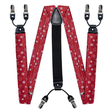 Christmas Red Snowflakes Brace Clip-on Men's Suspender with Bow Tie Set