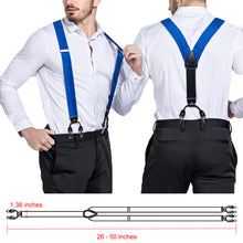Blue Stripe Brace Clip-on Men's Suspender with Bow Tie Set