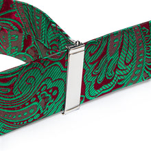 Green Red Floral Brace Clip-on Men's Suspender with Bow Tie Set