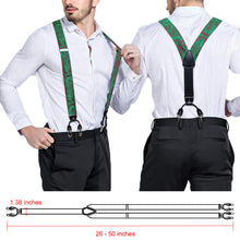 Green Red Floral Brace Clip-on Men's Suspender with Bow Tie Set