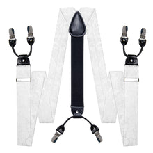 White Floral Brace Clip-on Men's Suspender with Bow Tie Set