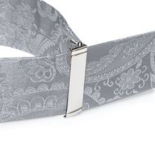 Grey Floral Brace Clip-on Men's Suspender with Bow Tie Set