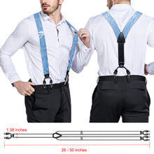 Blue Paisley Brace Clip-on Men's Suspender with Bow Tie Set