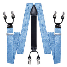 Blue Paisley Brace Clip-on Men's Suspender with Bow Tie Set