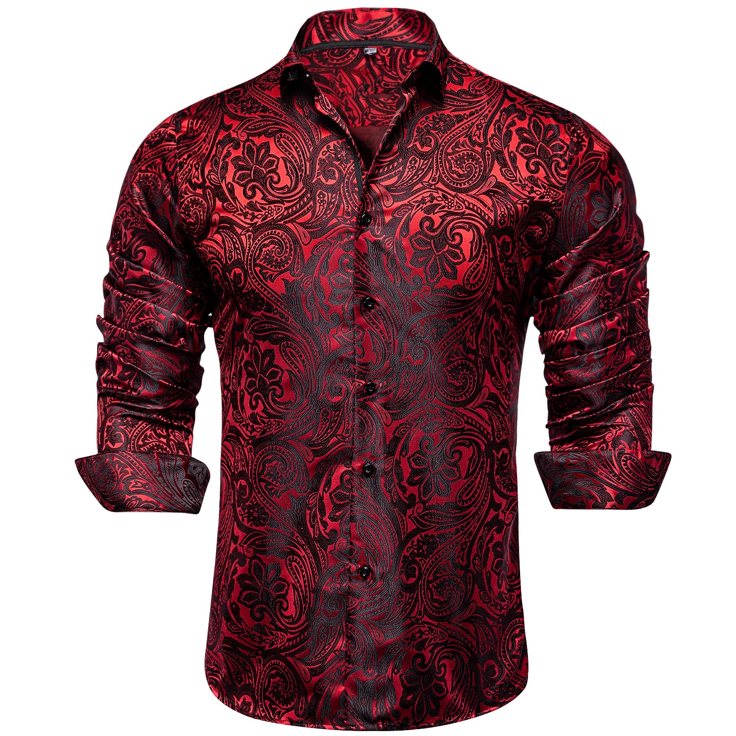 DiBanGu Red Floral Silk Men's Shirt