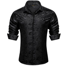 Dibangu Black Floral Silk Men's Shirt