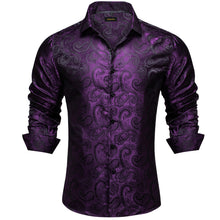 Dibangu New Deep Purple Floral Silk Men's Shirt