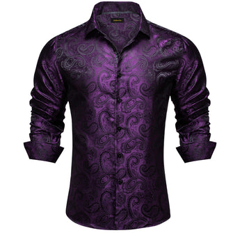 Dibangu Deep Purple Floral Silk Men's Shirt