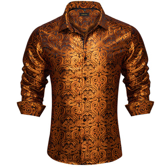 Dibangu Golden Floral Silk Men's Shirt