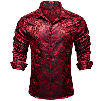 Dibangu New Red Floral Silk Men's Shirt