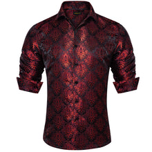 Dibangu New Black Red Floral Silk Men's Shirt