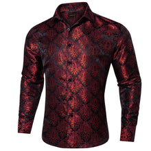 Dibangu Black Red Floral Silk Men's Shirt